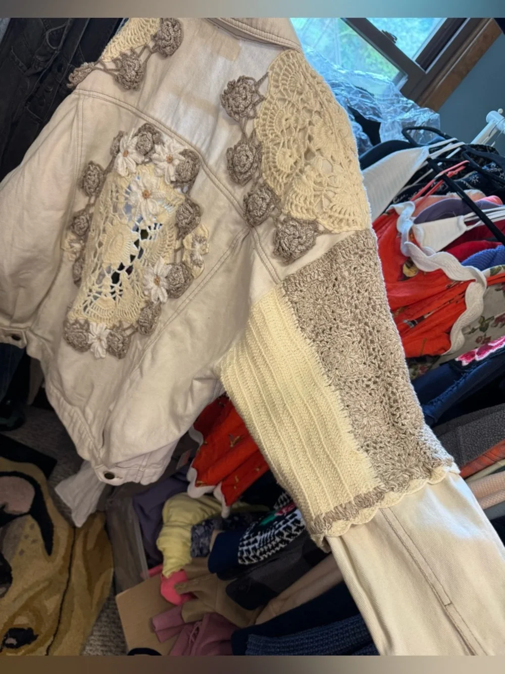 NWOT Free People Bali Rare Hearts Jacket - After Glow Cream Tan Ivory - Medium - Picture 13 of 13